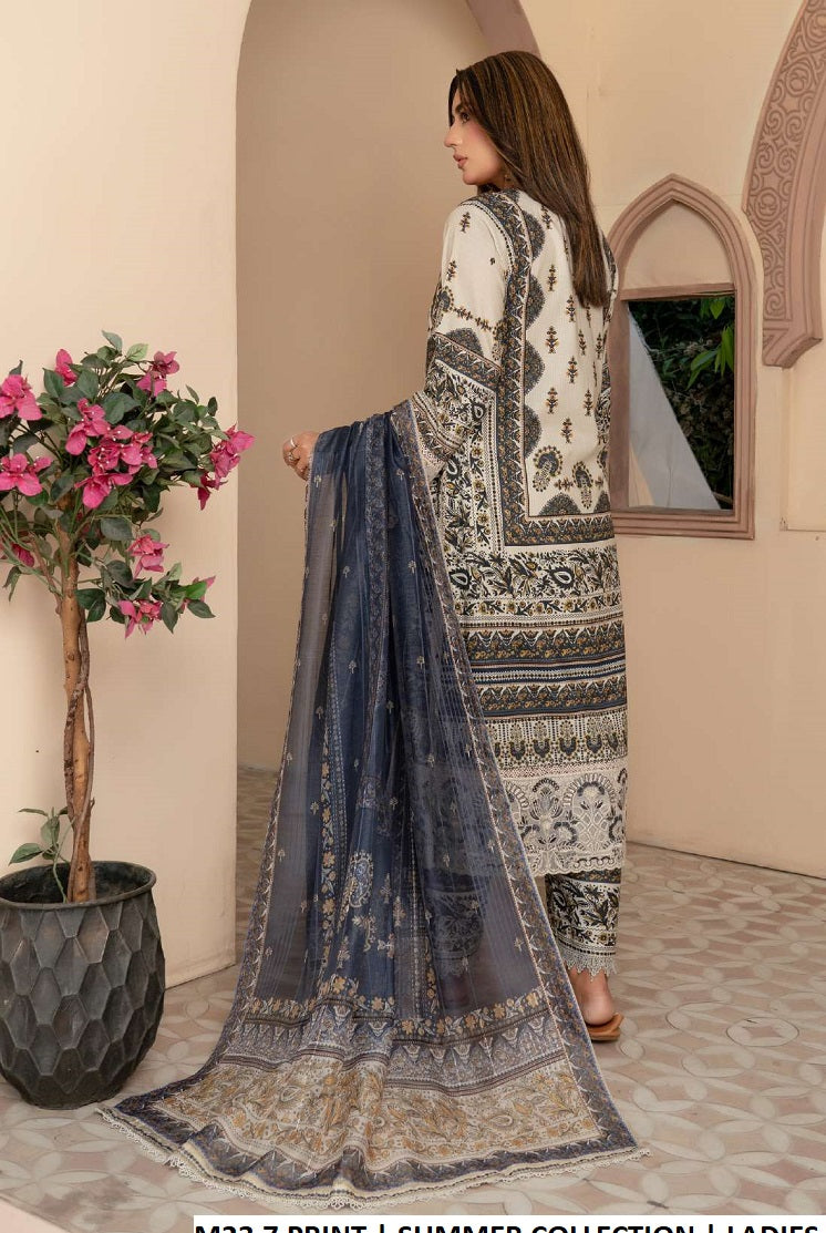 M23 7 PRINT lawn Pakistani women's straight shirt with plazo side view