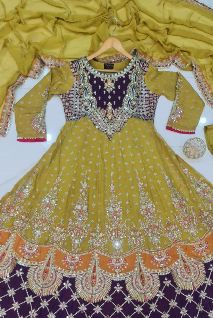 ABS 3028 Pakistani women's chiffon formal maxi full view