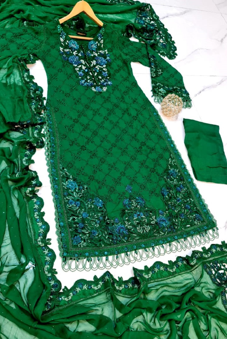 ABL 3818 Pakistani women's chiffon straight shirt back view