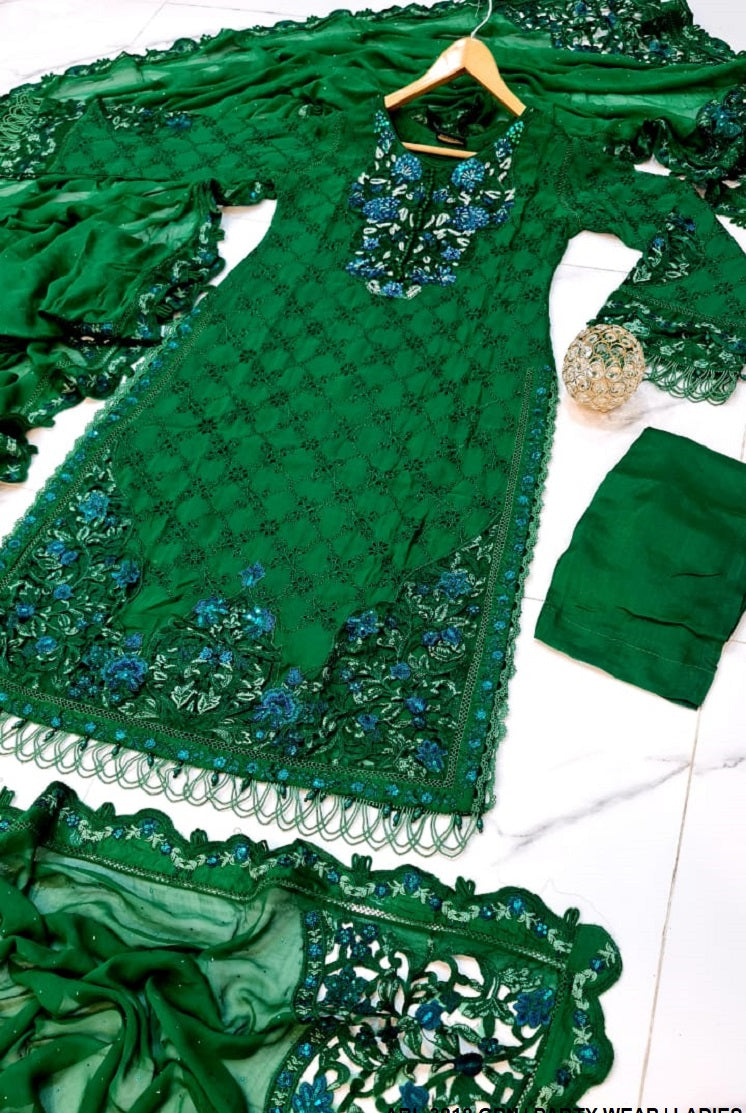 ABL 3818 Pakistani women's chiffon outfit detail view