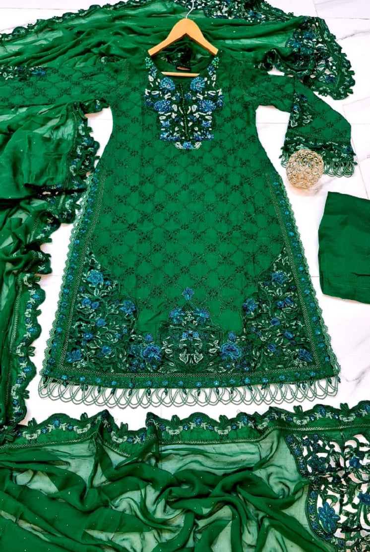 ABL 3818 chiffon Pakistani women's straight shirt side view