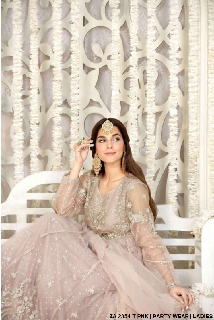 ZA 2354 Pakistani women's net long frock detail view