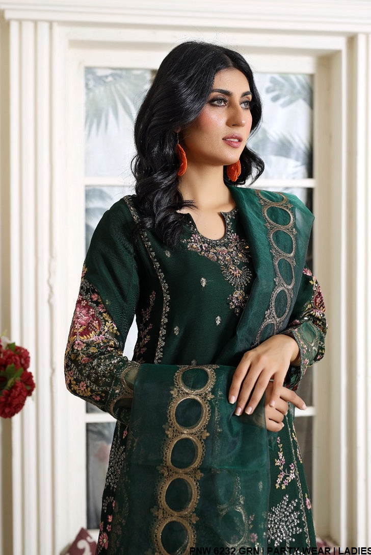 PNW 6232 chiffon Pakistani women's shirt with gharara side view
