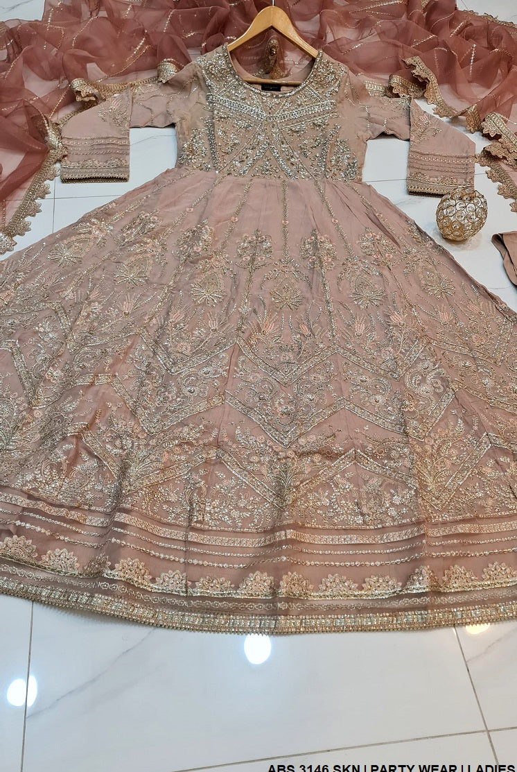 ABS 3146 Pakistani women's chiffon long maxi detail view