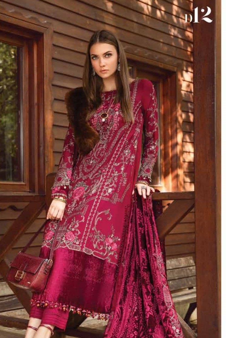 Chiffon A-Line shirt ABL 3872 - Pakistani women's elegant outfit with viscose trouser front view