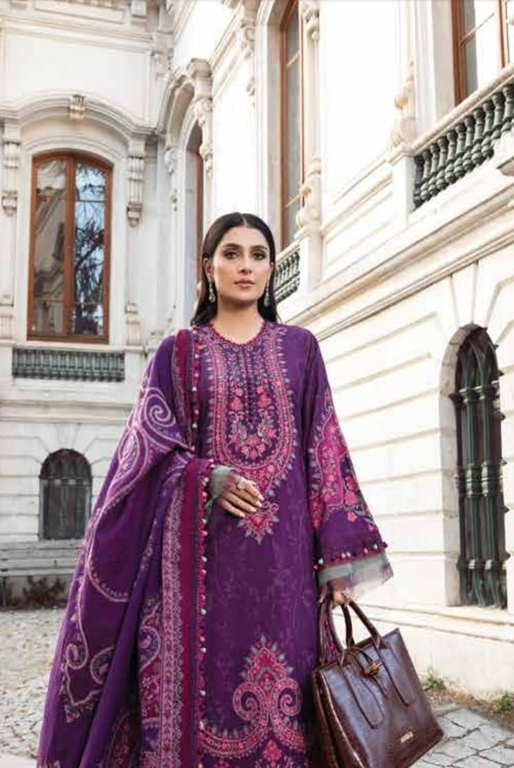 Chiffon A-Line shirt ABL 3877 - Pakistani women's elegant outfit with viscose trouser front view