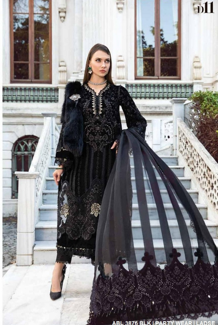 Masuri net A-Line shirt ABL 3876 - Pakistani women's elegant party wear with organza dupatta front view