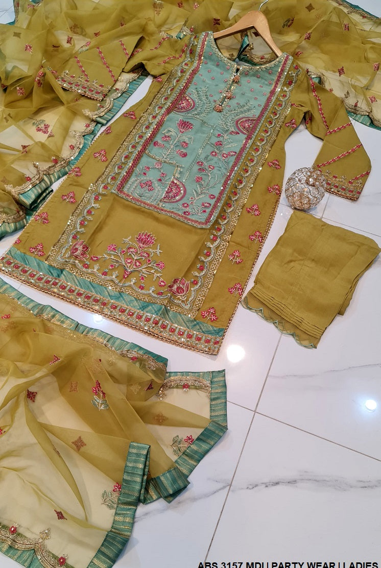 ABS 3157 Pakistani women's organza formal outfit back view