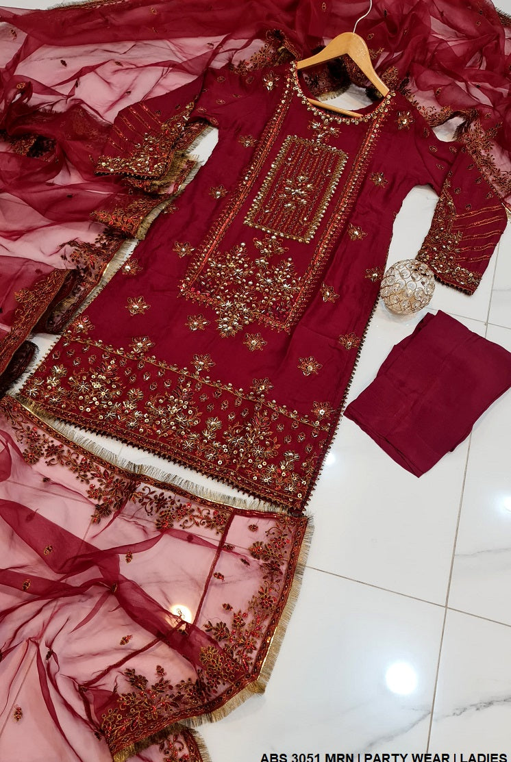 ABS 3051 chiffon Pakistani women's straight shirt back view