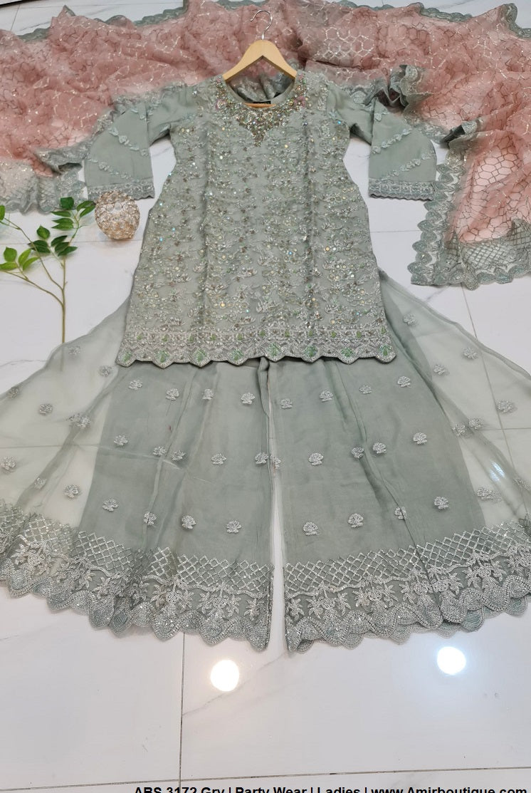 ABS 3172 Pakistani women's organza outfit full view