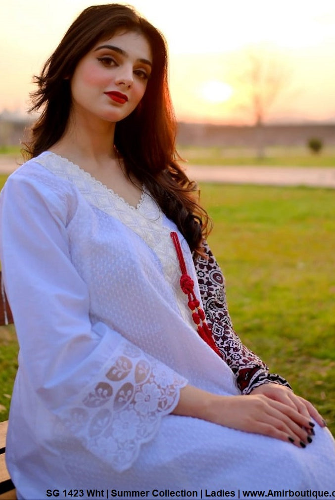SG 1423 Pakistani women's cotton long frock back view