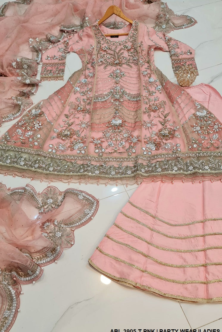 ABL 3905 Pakistani women's organza formal frock full view