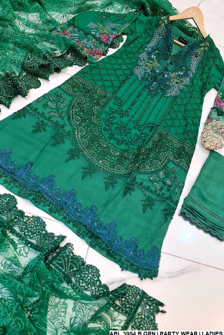 ABL 3994 chiffon Pakistani women's straight shirt side view
