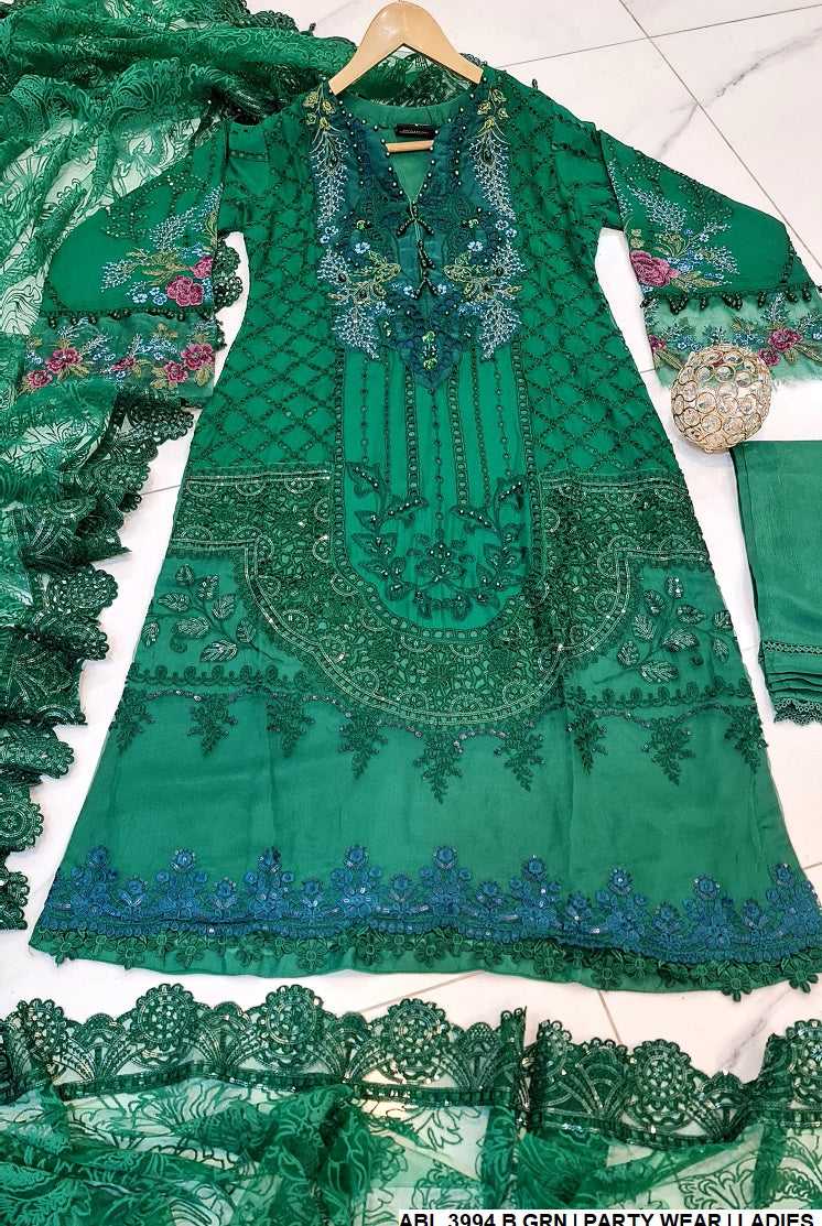 ABL 3994 Pakistani women's chiffon straight shirt detail view