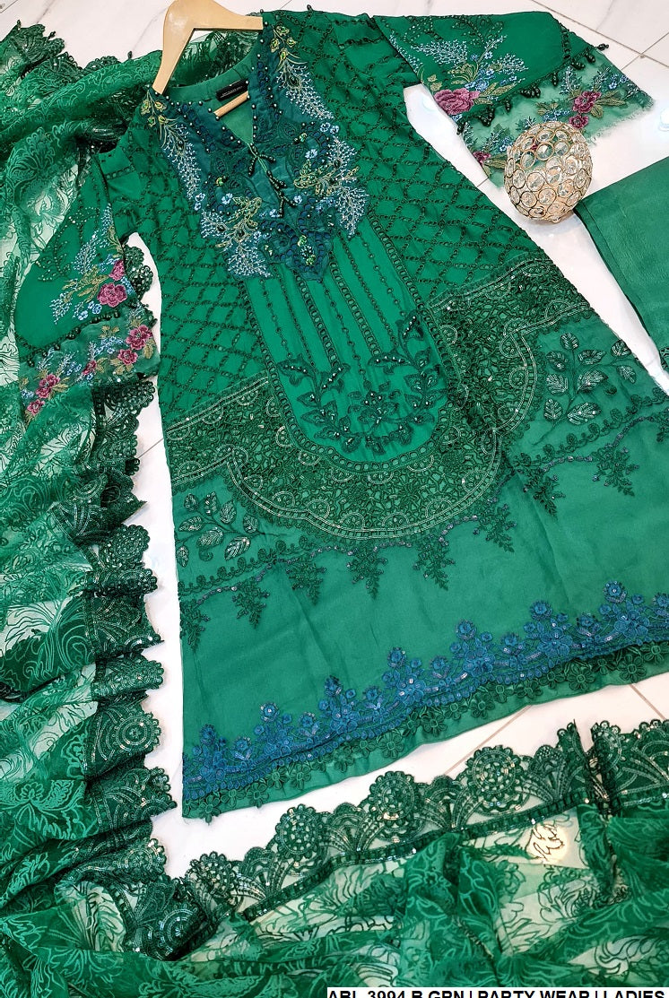 ABL 3994 Pakistani women's chiffon outfit back view