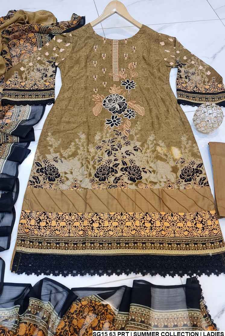 Lawn A-Line suit SG15 63 - Pakistani women's summer dress with digital dupatta detail view