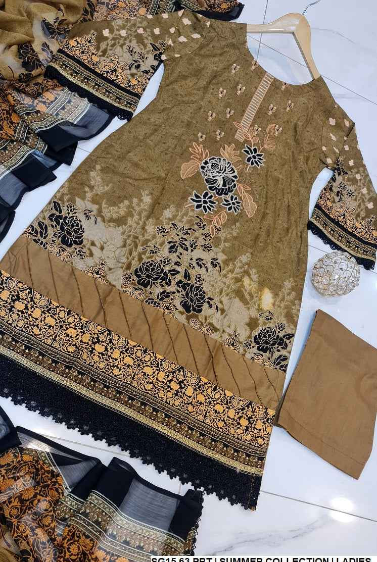 SG15 63 PRT Lawn women's summer Pakistani outfit with digital dupatta full view