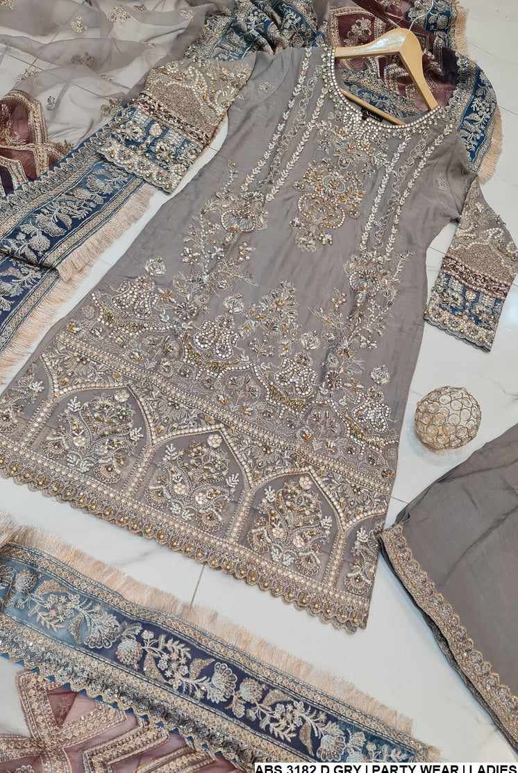 ABS 3182 Pakistani women's chiffon plazo outfit detail view