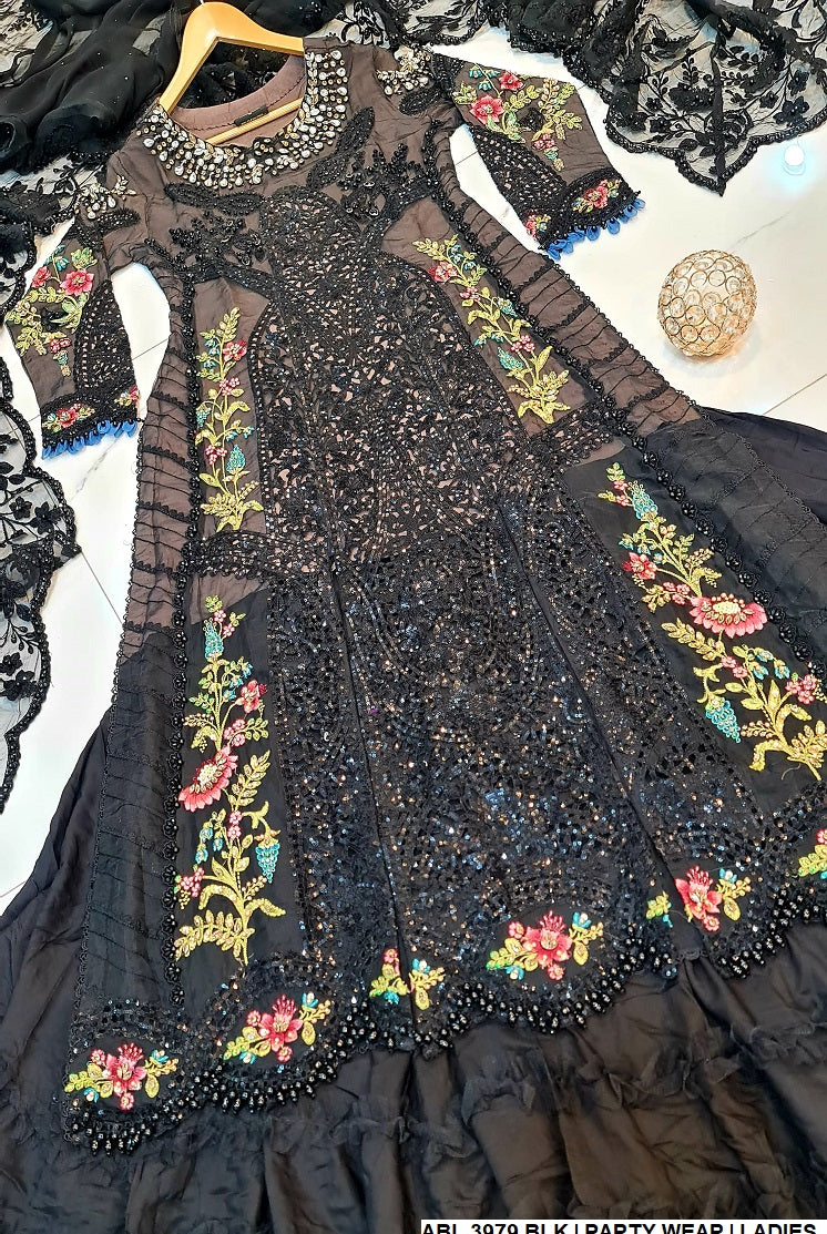 ABL 3979 Pakistani women's organza formal lehenga full view