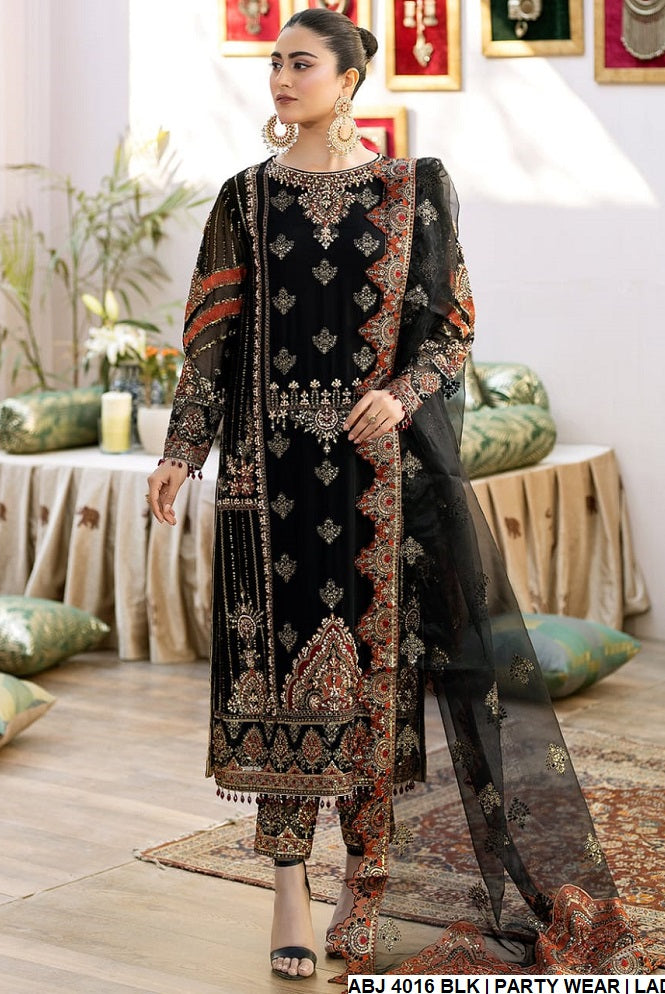 ABJ 4016 chiffon Pakistani women's straight shirt back view