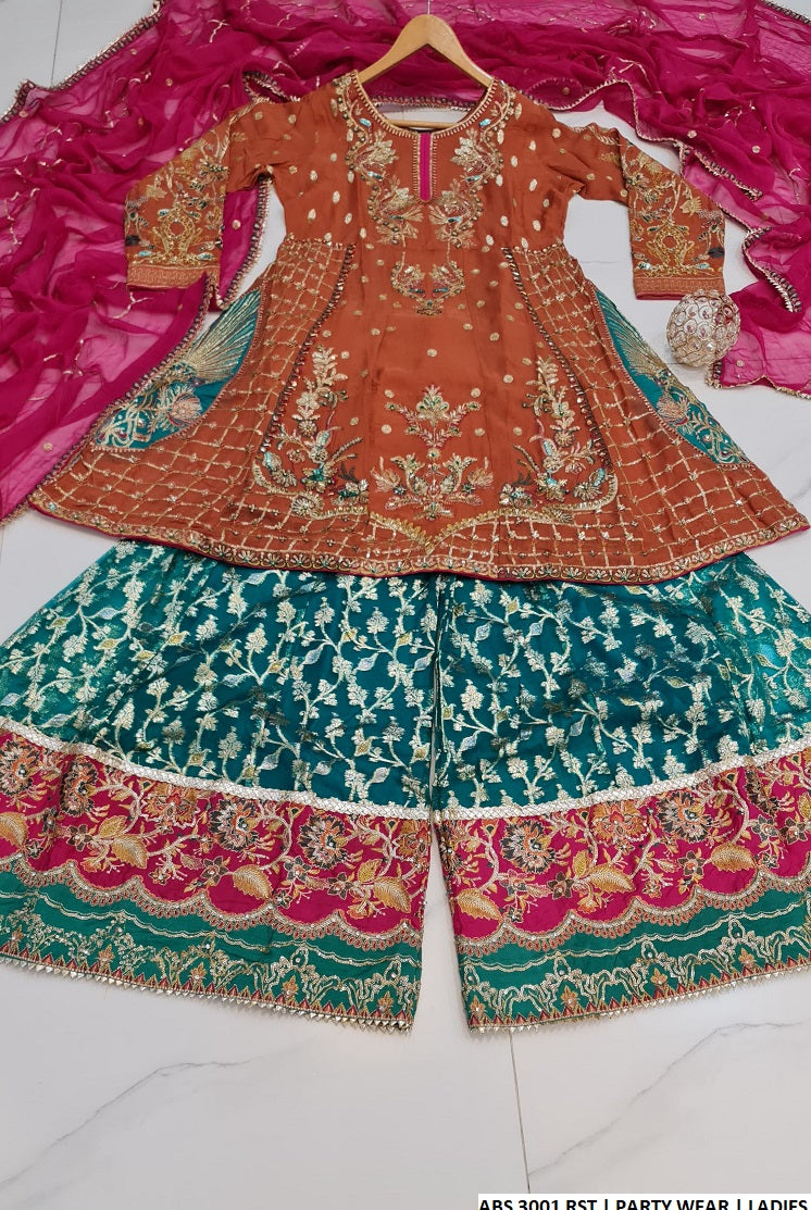 ABS 3001 Pakistani women's chiffon formal frock full view