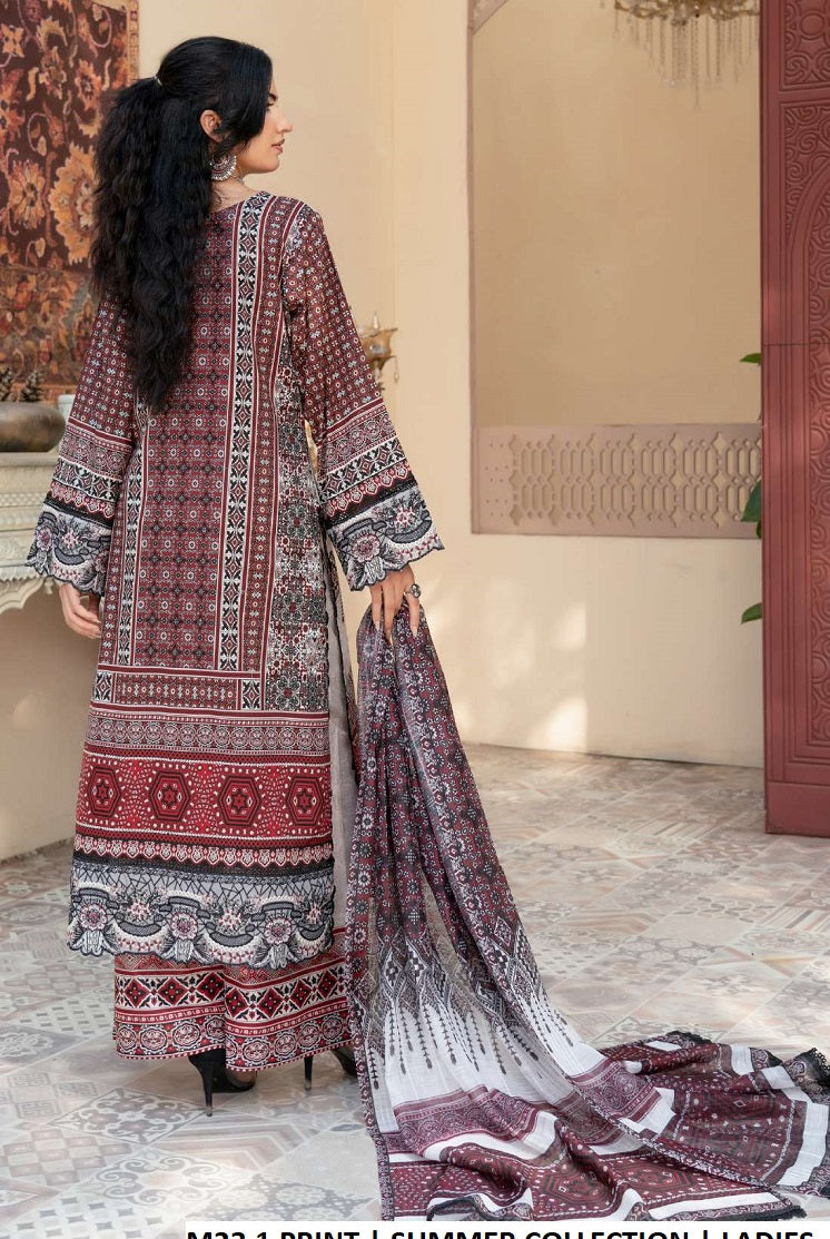 M23 1 PRINT Pakistani women's lawn summer outfit detail view