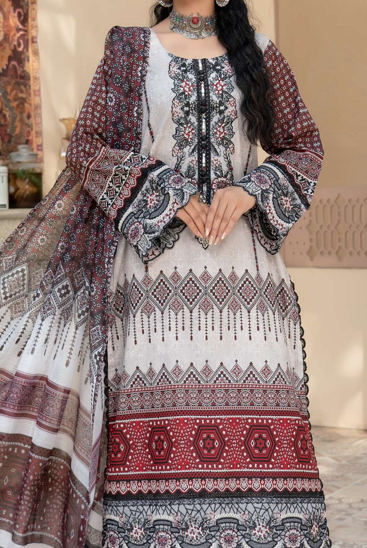 M23 1 PRINT lawn Pakistani women's straight shirt with plazo side view