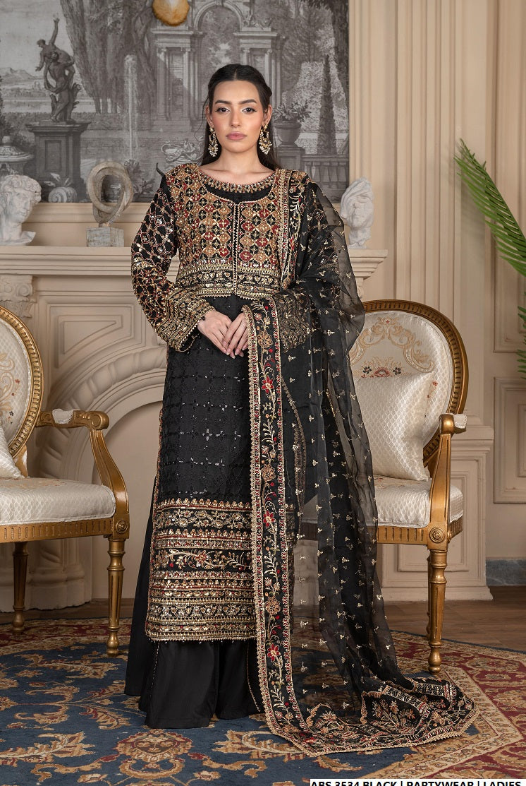 Black organza Pakistani women's straight shirt side view
