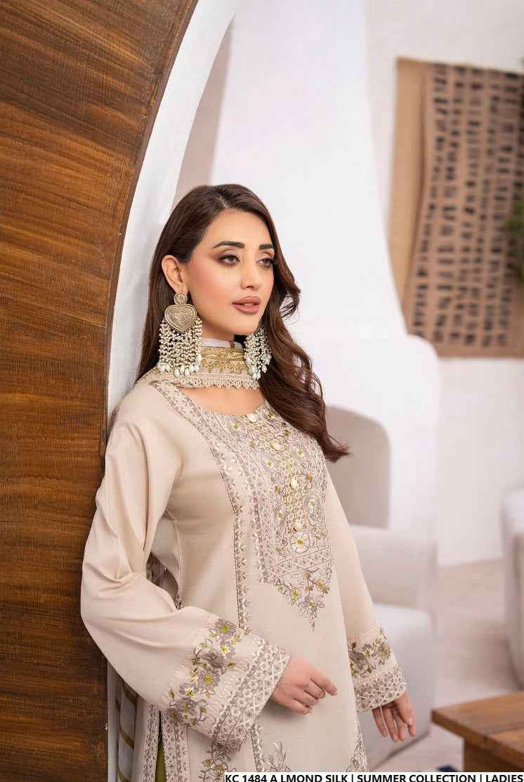 KC 1484 ALMOND SILK | FARSHI SHALWAR