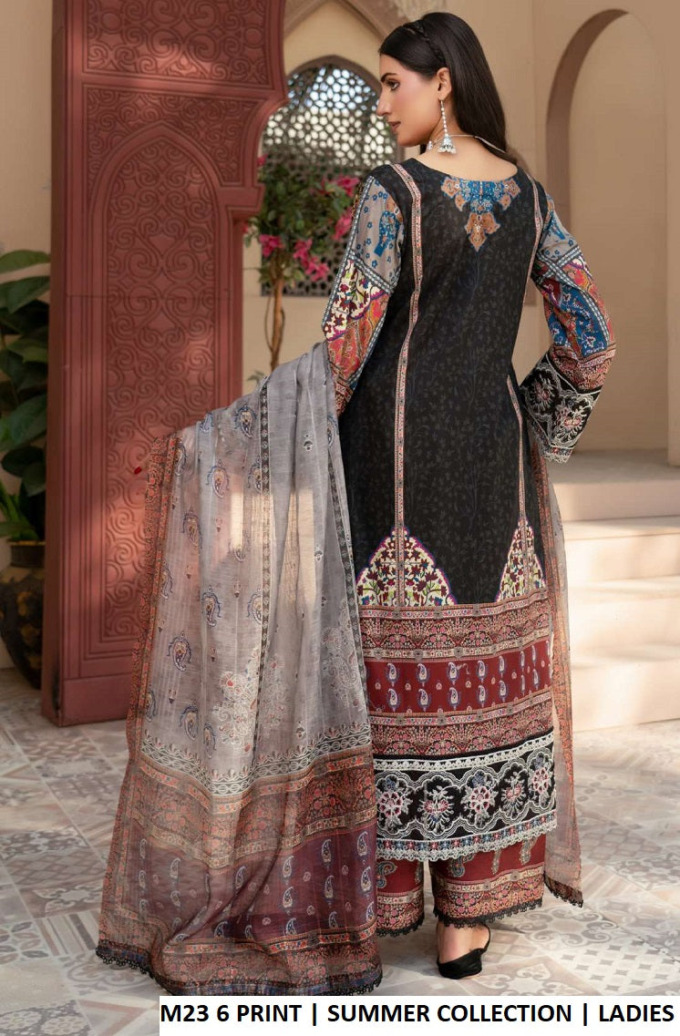 M23 6 PRINT lawn Pakistani women's straight shirt with plazo side view