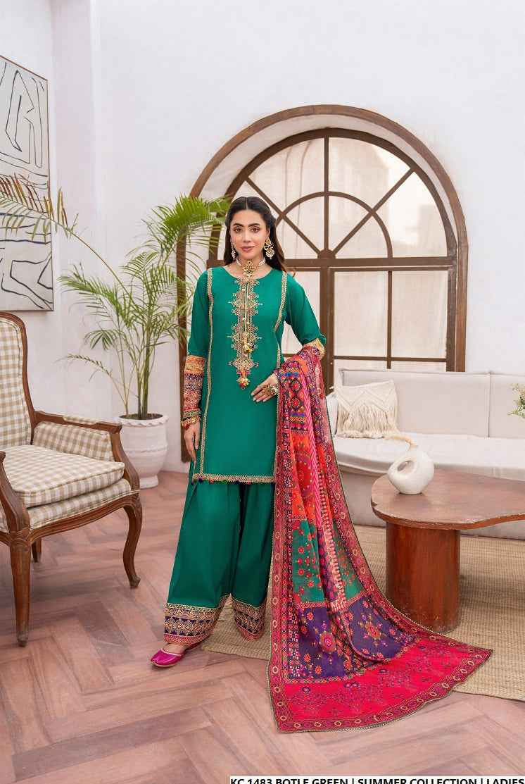 KC 1483 BOTTLE GREEN | FARSHI SHALWAR