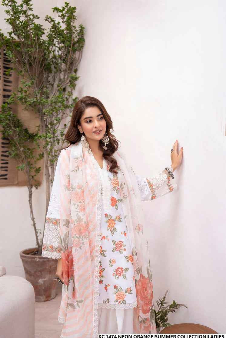 KC 1474 NEON ORANGE FARSHI SHALWAR