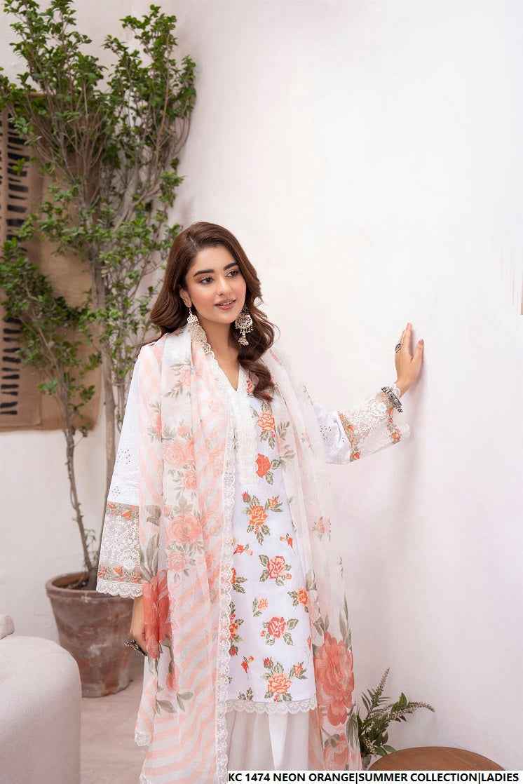 KC 1474 NEON ORANGE FARSHI SHALWAR