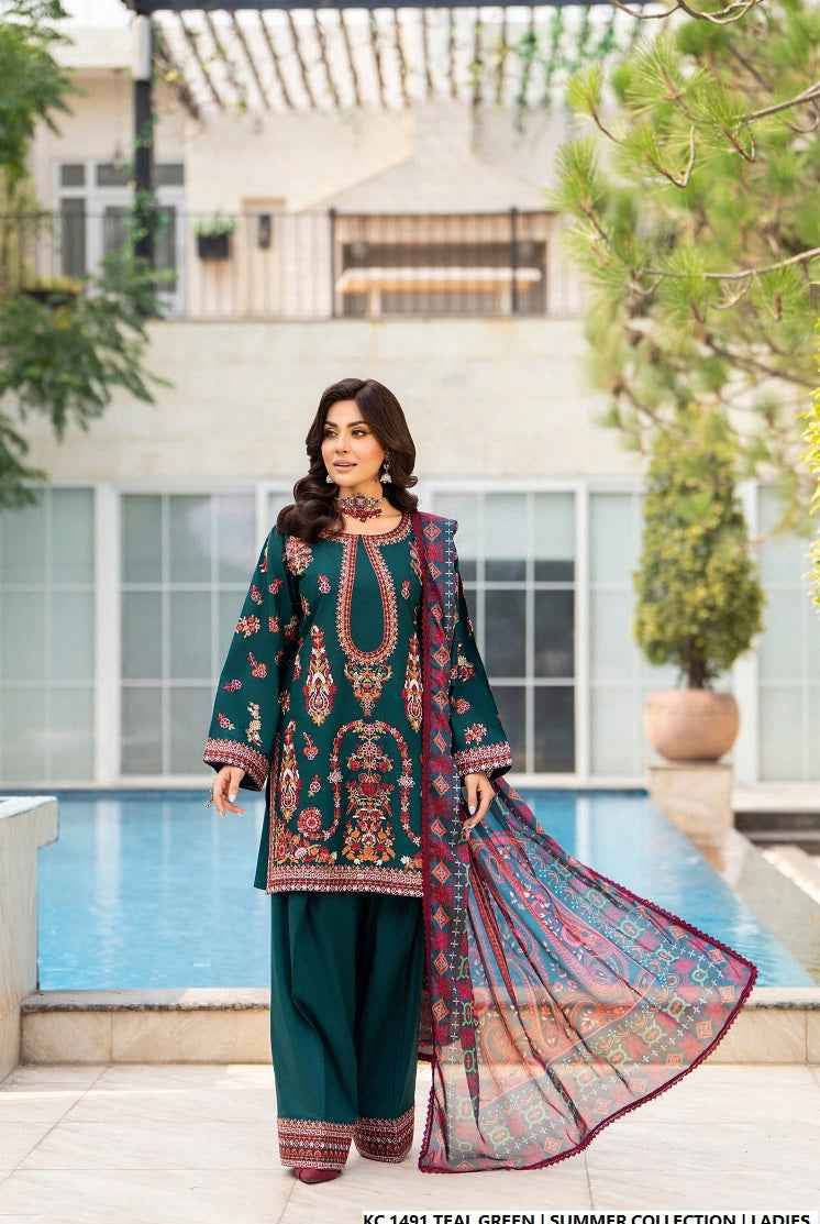 KC 1491 TEAL GREEN | FARSHI SHALWAR