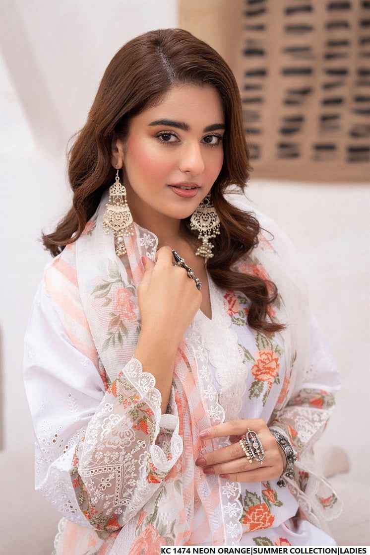 KC 1474 NEON ORANGE FARSHI SHALWAR