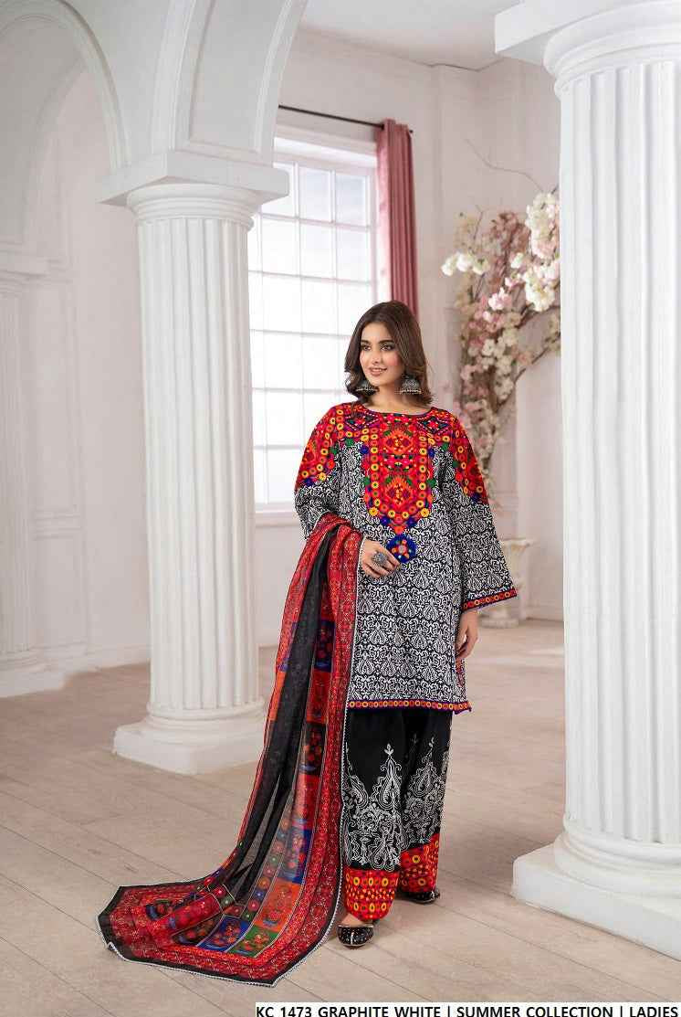 KC 1473 GRAPHITE WHITE | FARSHI SHALWAR