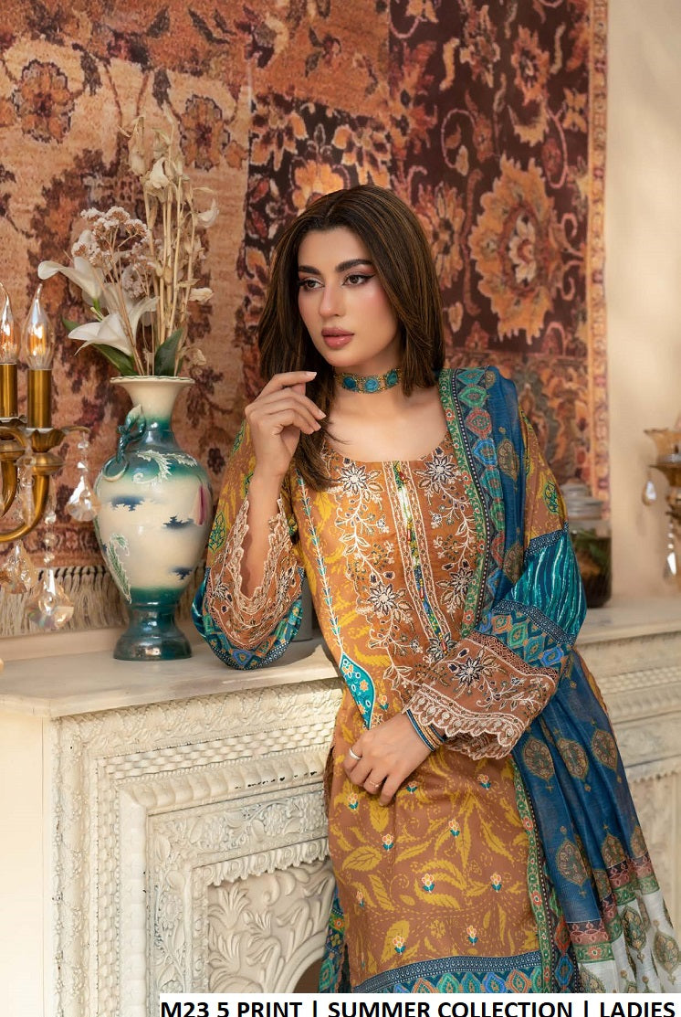 M23 5 PRINT lawn Pakistani women's straight shirt with plazo side view