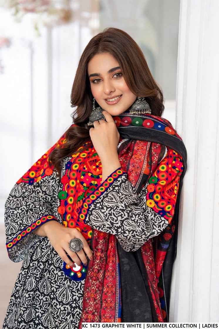 KC 1473 GRAPHITE WHITE | FARSHI SHALWAR