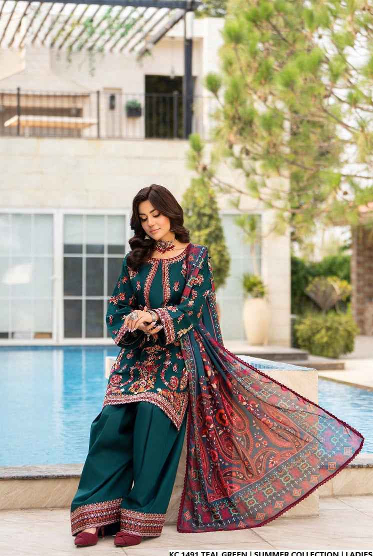 KC 1491 TEAL GREEN | FARSHI SHALWAR