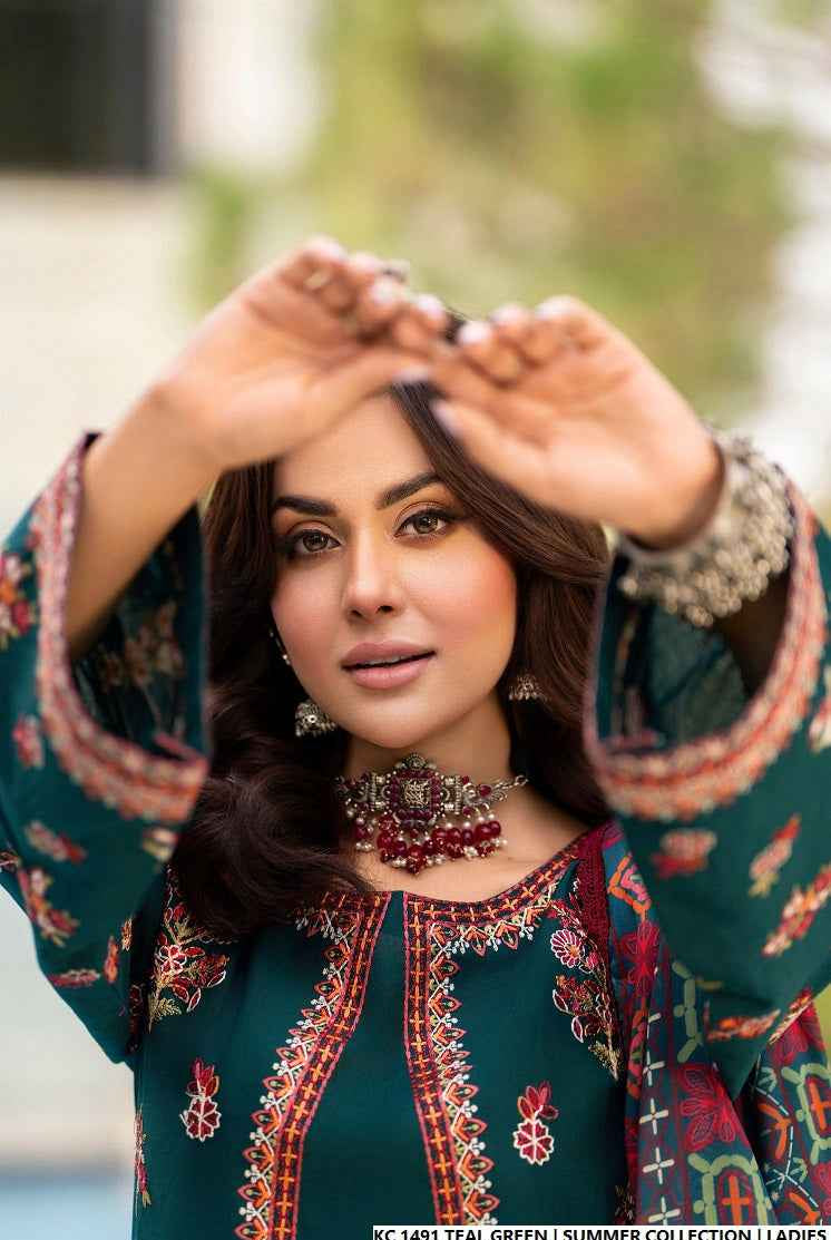 KC 1491 TEAL GREEN | FARSHI SHALWAR