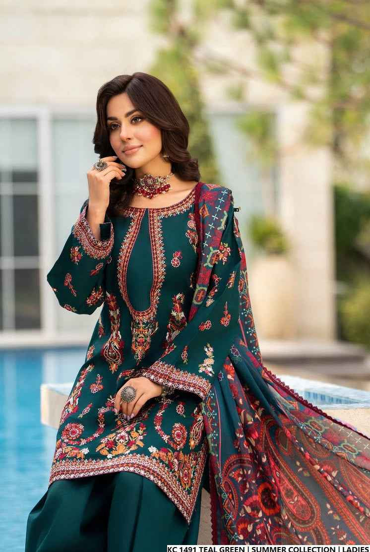 KC 1491 TEAL GREEN | FARSHI SHALWAR