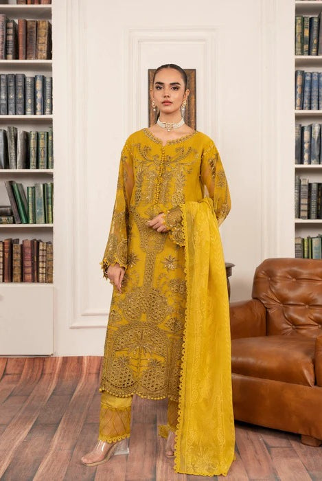Organza A-Line shirt ABL 3984 - Pakistani women's elegant outfit with viscose trouser front view