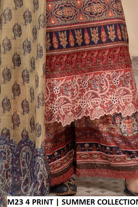 M23 4 PRINT Pakistani women's lawn straight shirt plazo back view