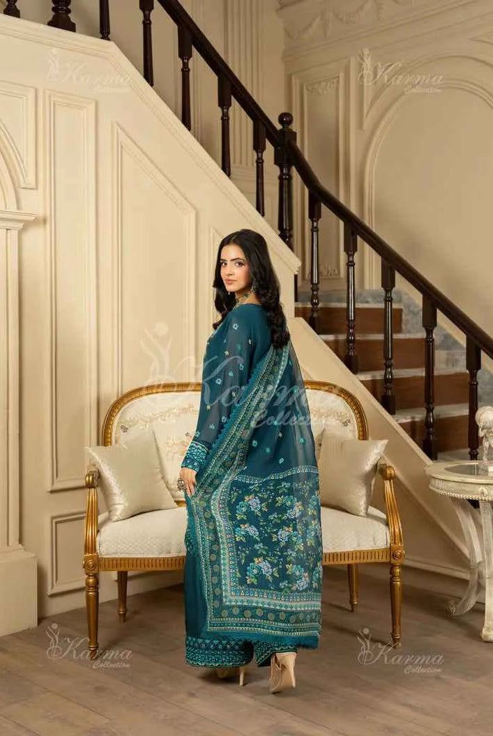 Pakistani women's zinc grey silk short shirt farshi shalwar detail view