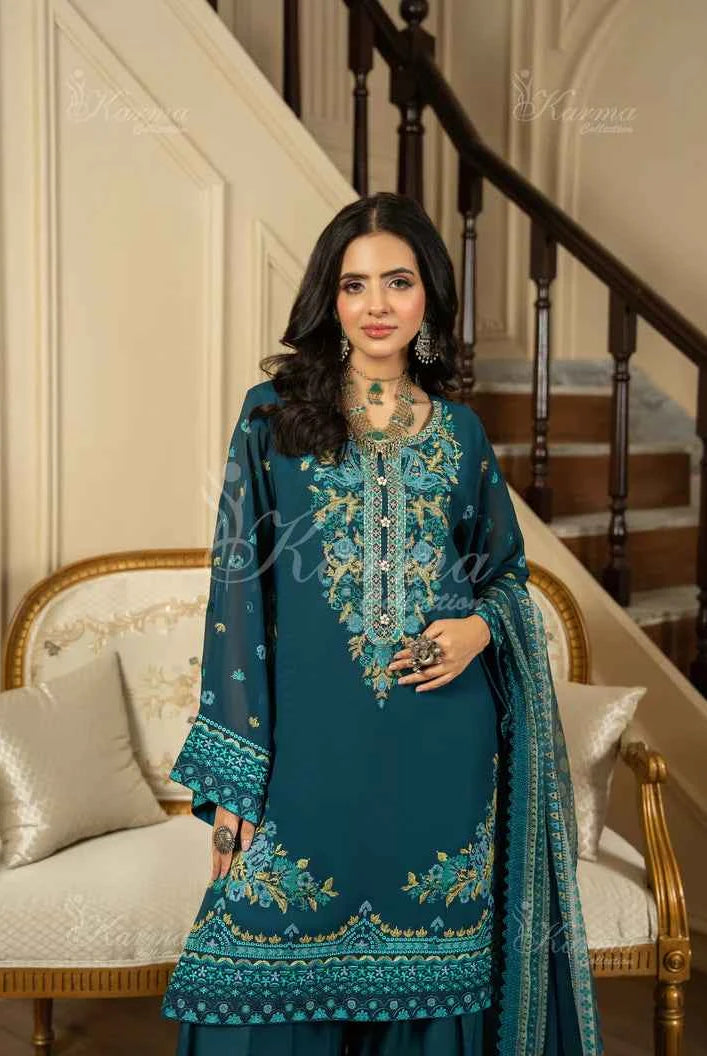 Pakistani women's zinc grey silk short shirt farshi shalwar full view