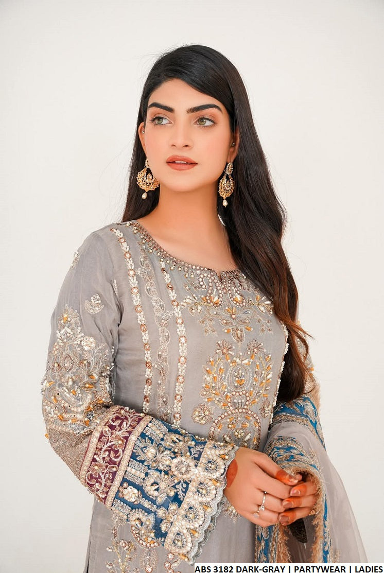 ABS 3182 Pakistani women's chiffon straight shirt plazo back view