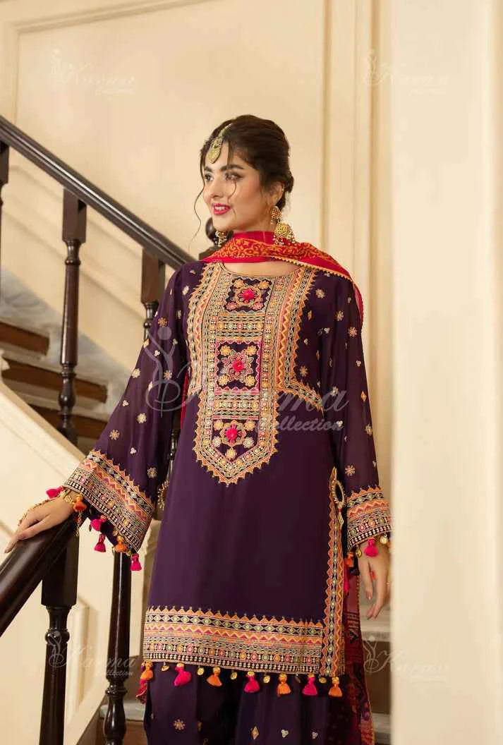 KC 468 PLUM FARSHI SHALWAR | ROOHI