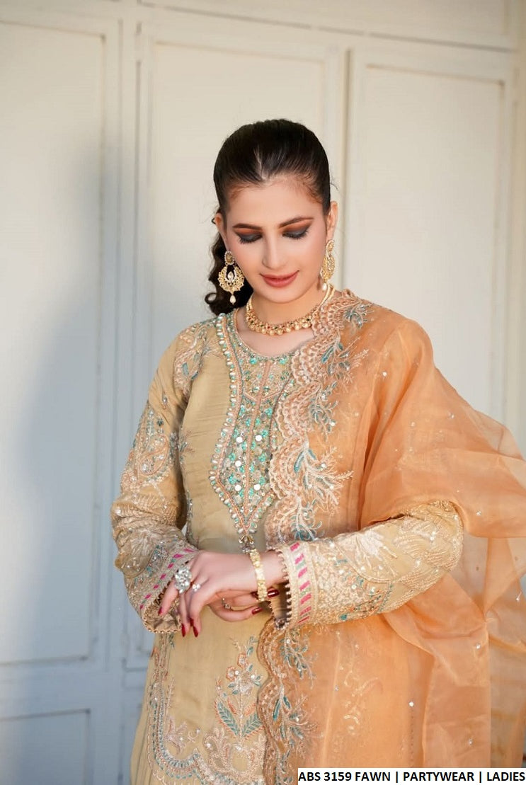 ABS 3159 Pakistani women's chiffon straight shirt plazo back view