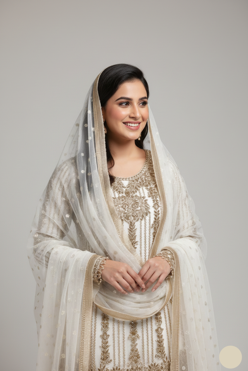 ABL 3753 organza Pakistani women's shirt with zari organza plazo side view