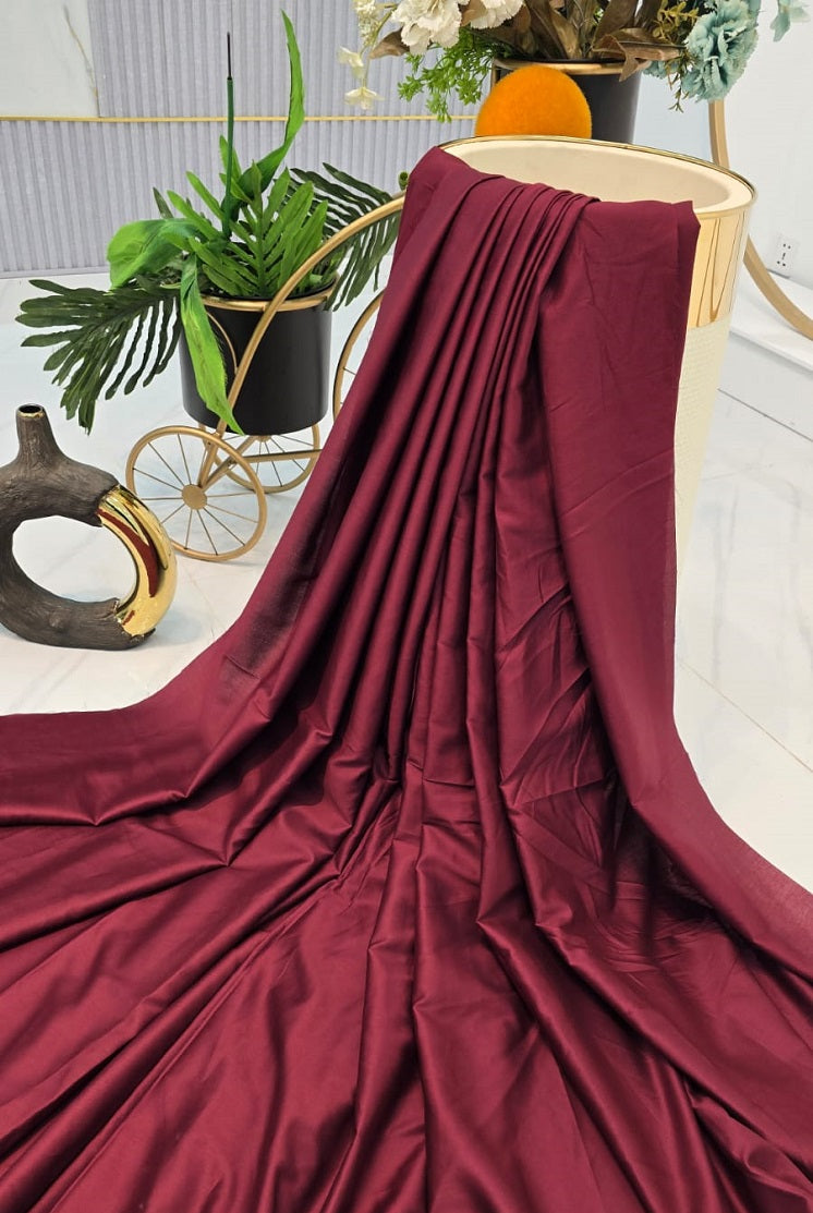 Lawn 2-piece summer collection dark maroon - Pakistani women's lightweight casual lawn suit front view